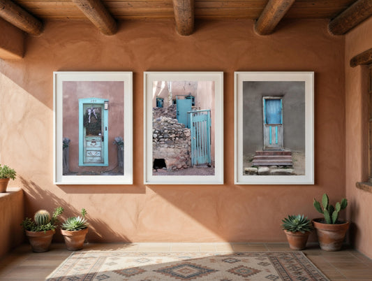 Santa Fe Adobe Blue Doors
