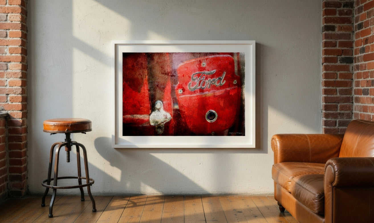 Vintage Red Ford Truck Logo