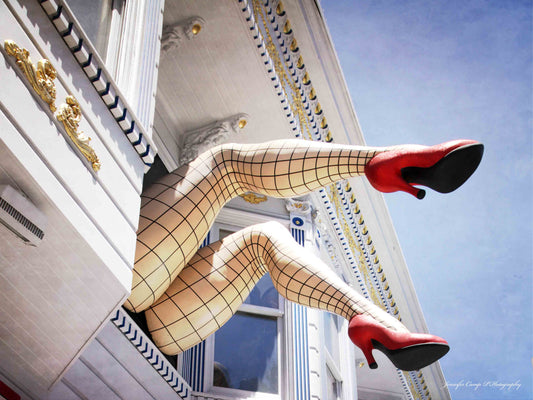 Fishnet Stockings in Red Heels