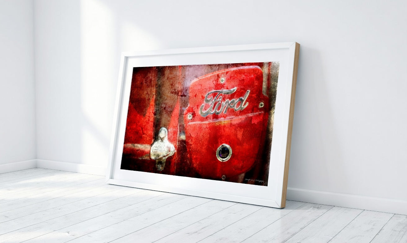 Vintage Red Ford Truck Logo